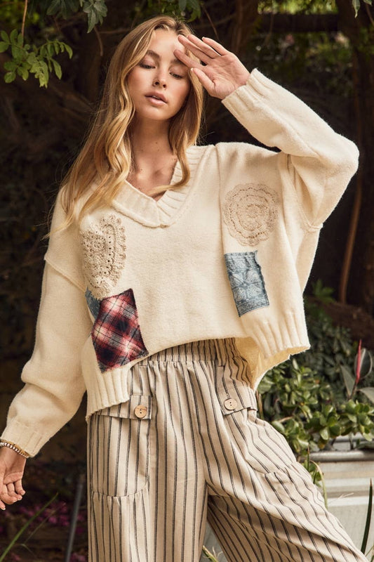 Oddi - Patchwork Knit Sweater