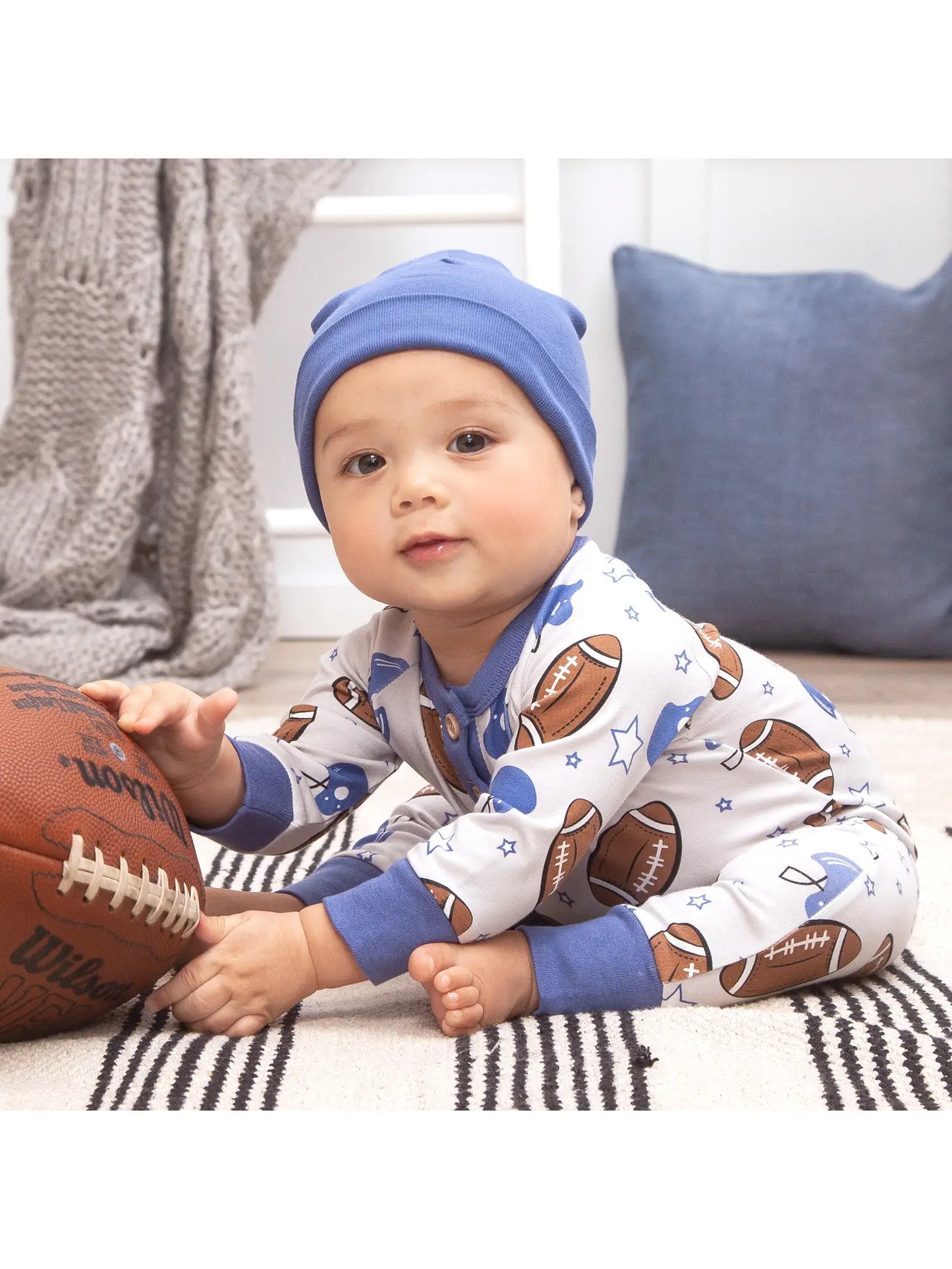 FINAL SALE - Baby Boy's Game Day Football Bamboo Romper