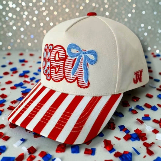 6j Threads LLC - USA Bow Stripe Cap (Estimated Shipping Date 5/25)