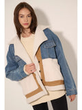 FINAL SALE-Color Block Denim Suede Fuzzy Jacket