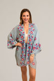 Ethereal anemone sage kimono with lightweight floral embroidered design.