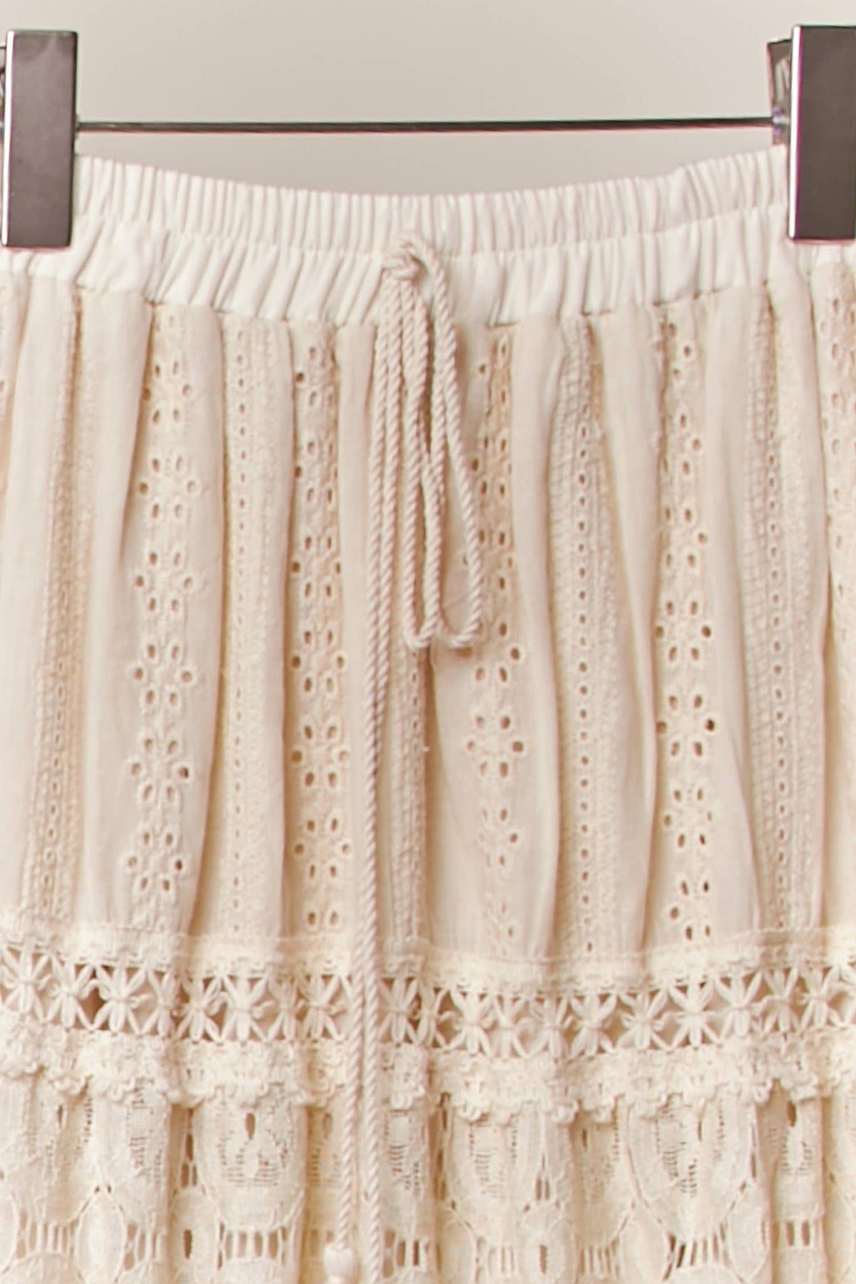 Mello. - Elastic Waist Maxi Skirt with Lace Trim