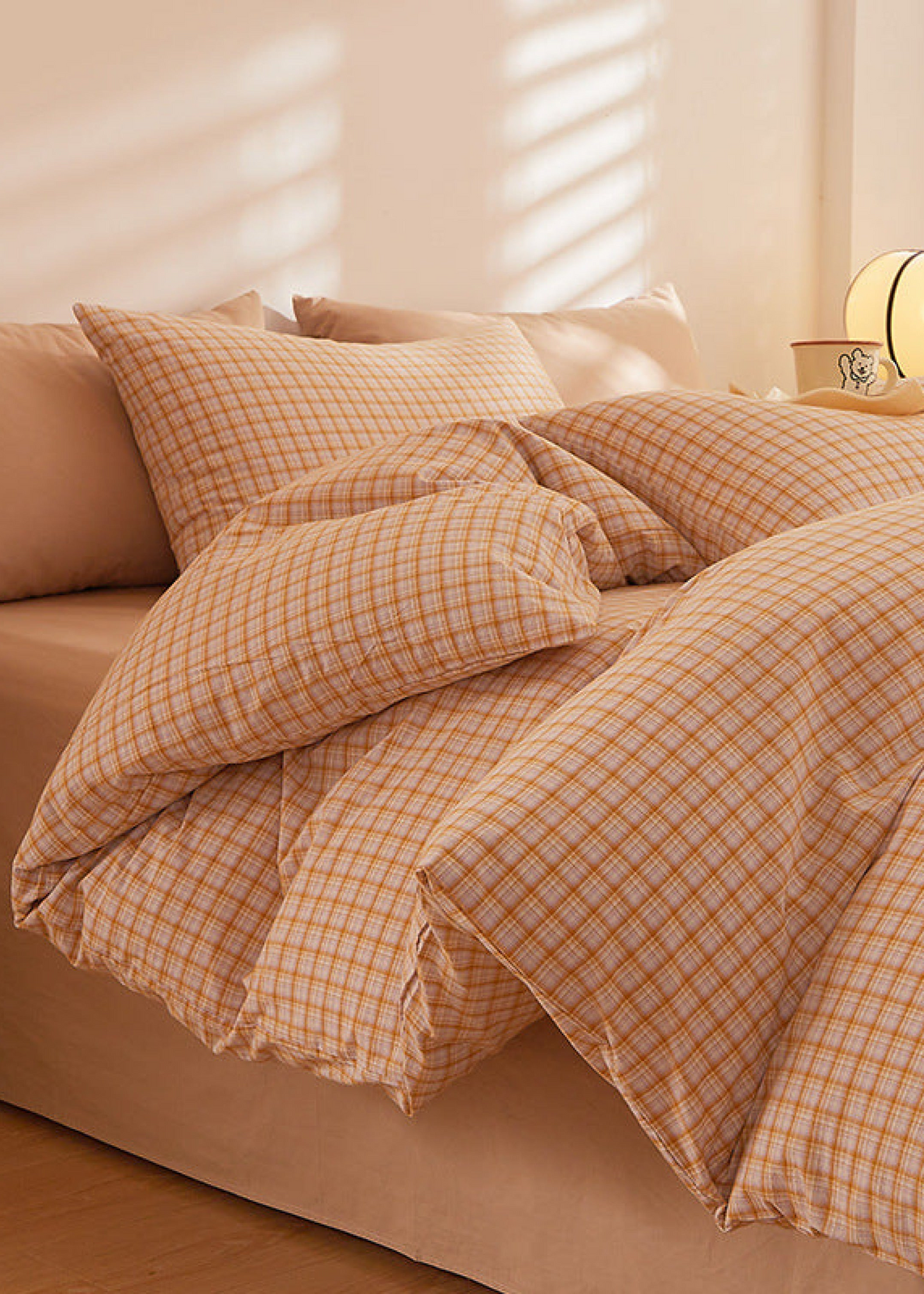 Fresh Plaid Washed Cotton Bedding Set
