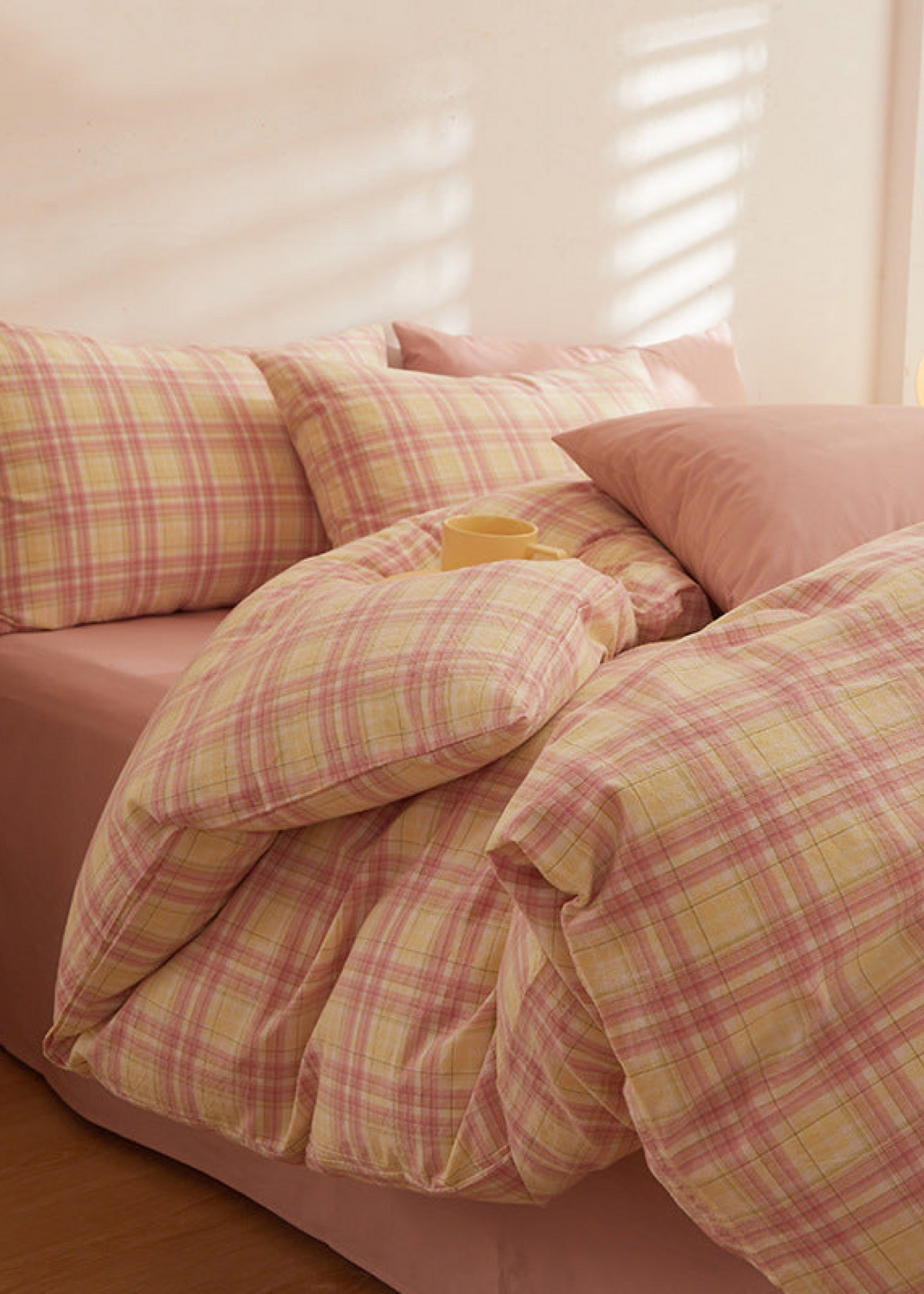 Fresh Plaid Washed Cotton Bedding Set