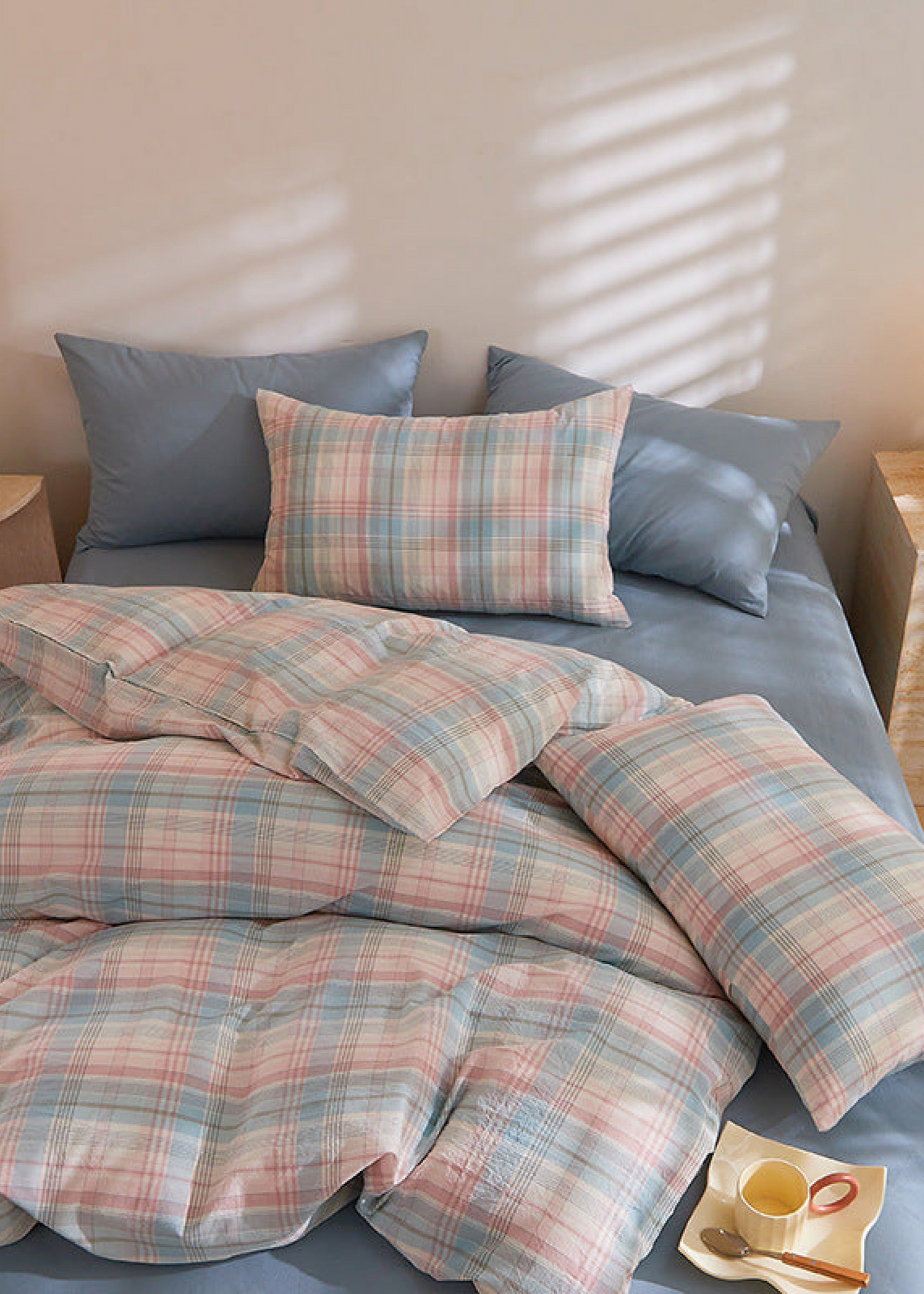 Fresh Plaid Washed Cotton Duvet Cover