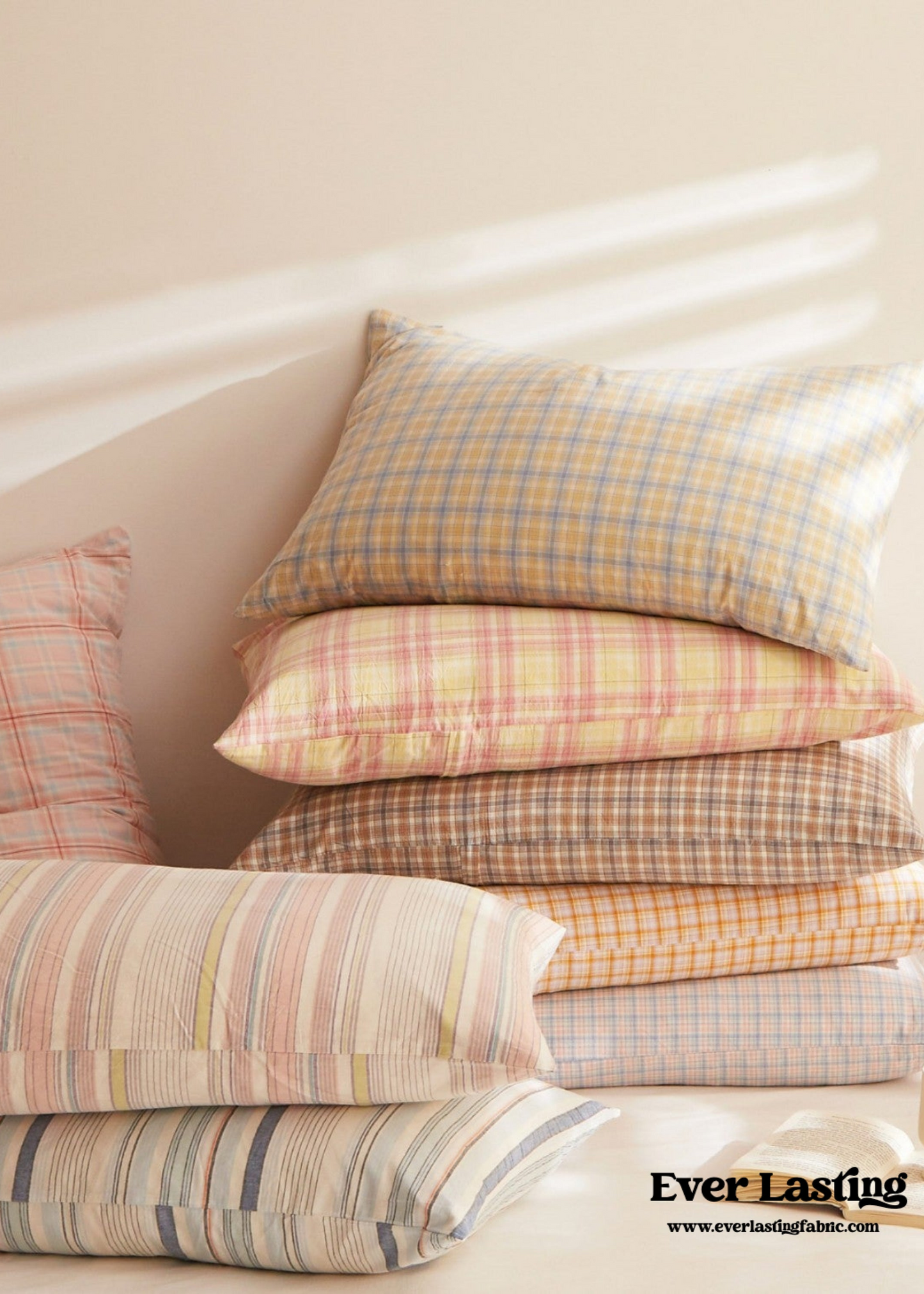 Fresh Plaid Washed Cotton Pillowcases