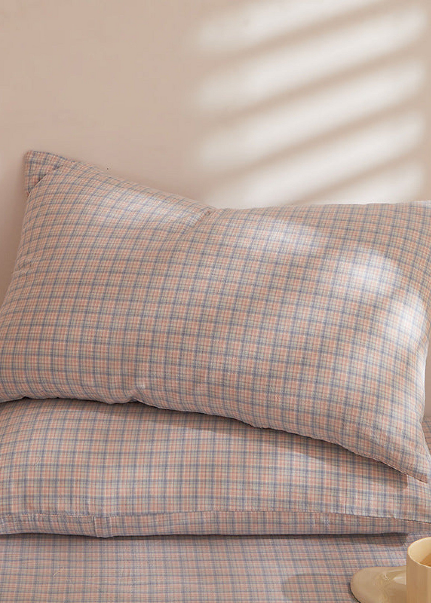 Fresh Plaid Washed Cotton Pillowcases