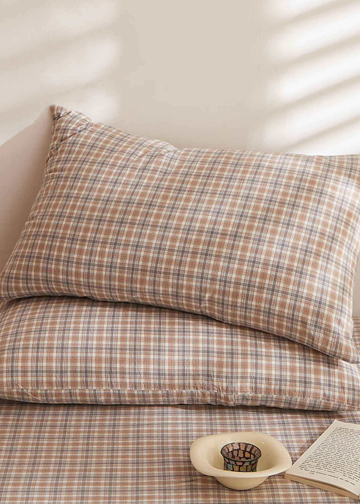 Fresh Plaid Washed Cotton Pillowcases