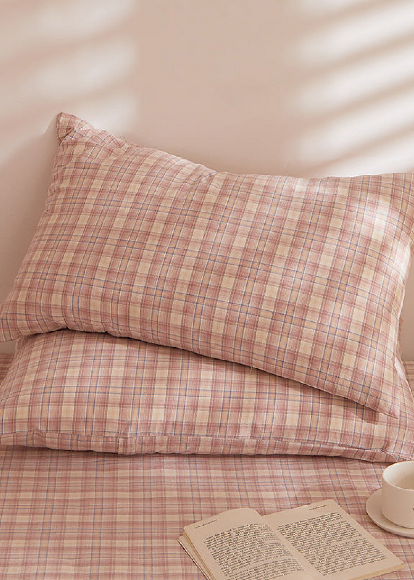 Fresh Plaid Washed Cotton Pillowcases