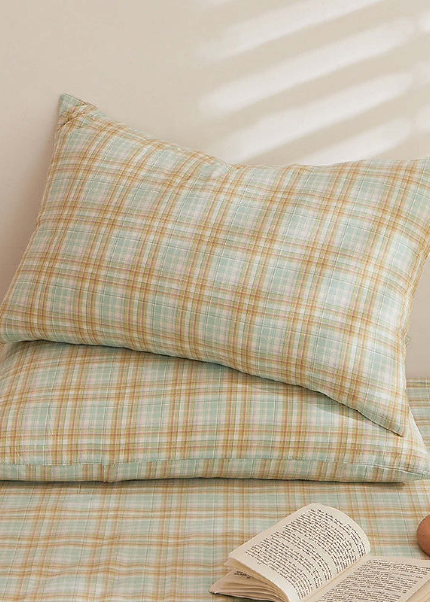 Fresh Plaid Washed Cotton Pillowcases