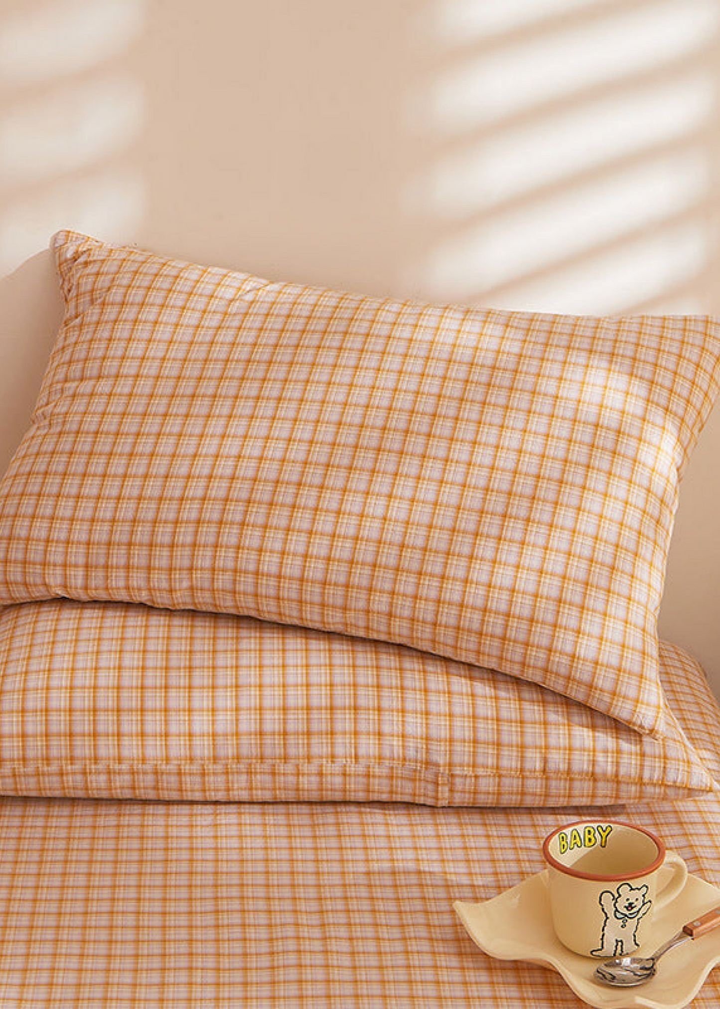 Fresh Plaid Washed Cotton Pillowcases