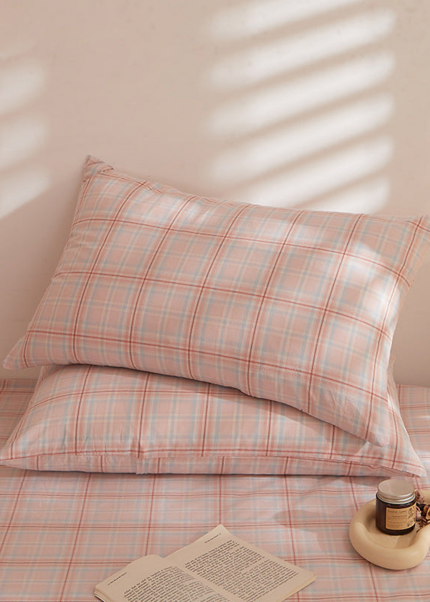 Fresh Plaid Washed Cotton Pillowcases