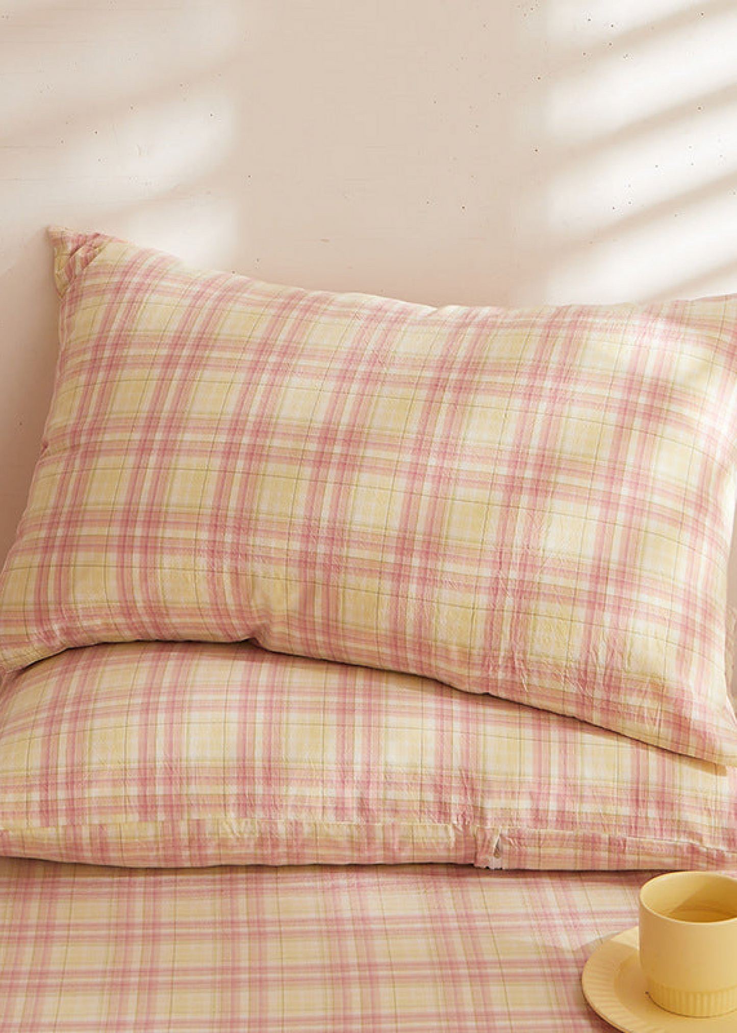 Fresh Plaid Washed Cotton Pillowcases