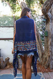 Geometric Embroidered Sleeveless Kimono