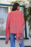 Geometric Embroidered Tunic Kimono Rust