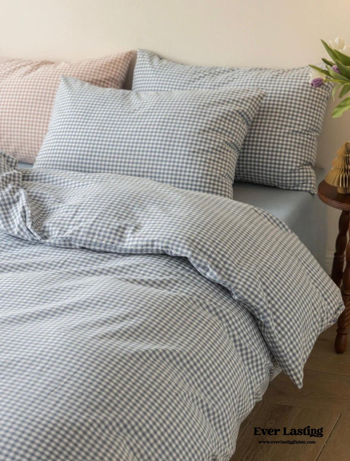 Gingham Bedding Set / Brown