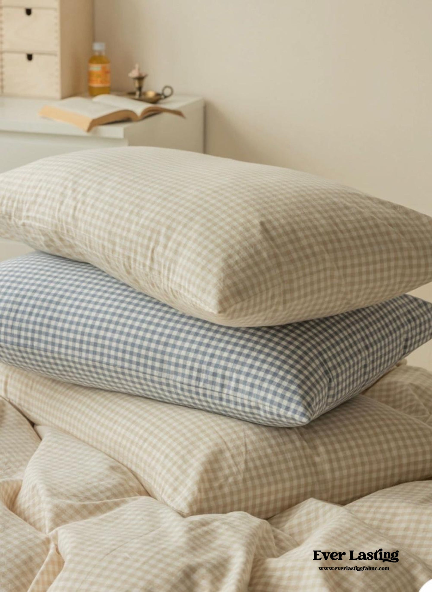 Gingham Bedding Set / Brown