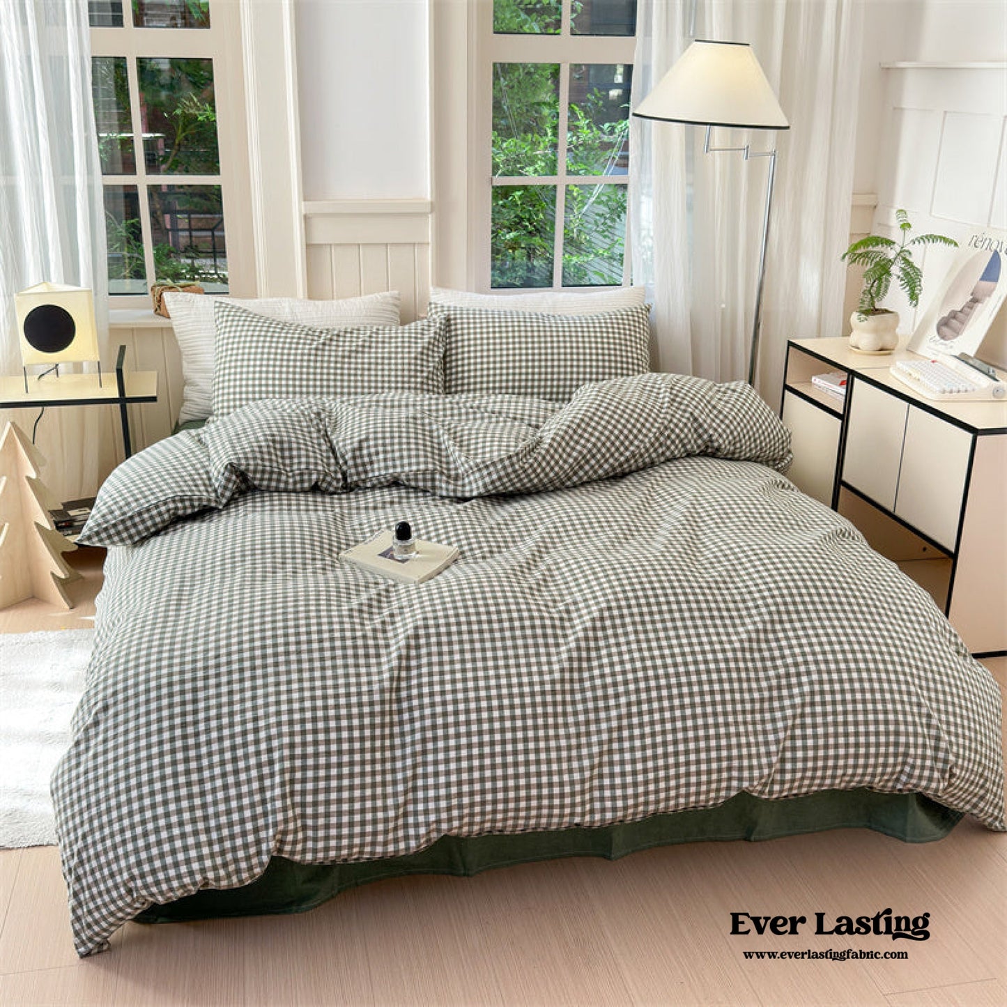 Gingham Bedding Set / Brown