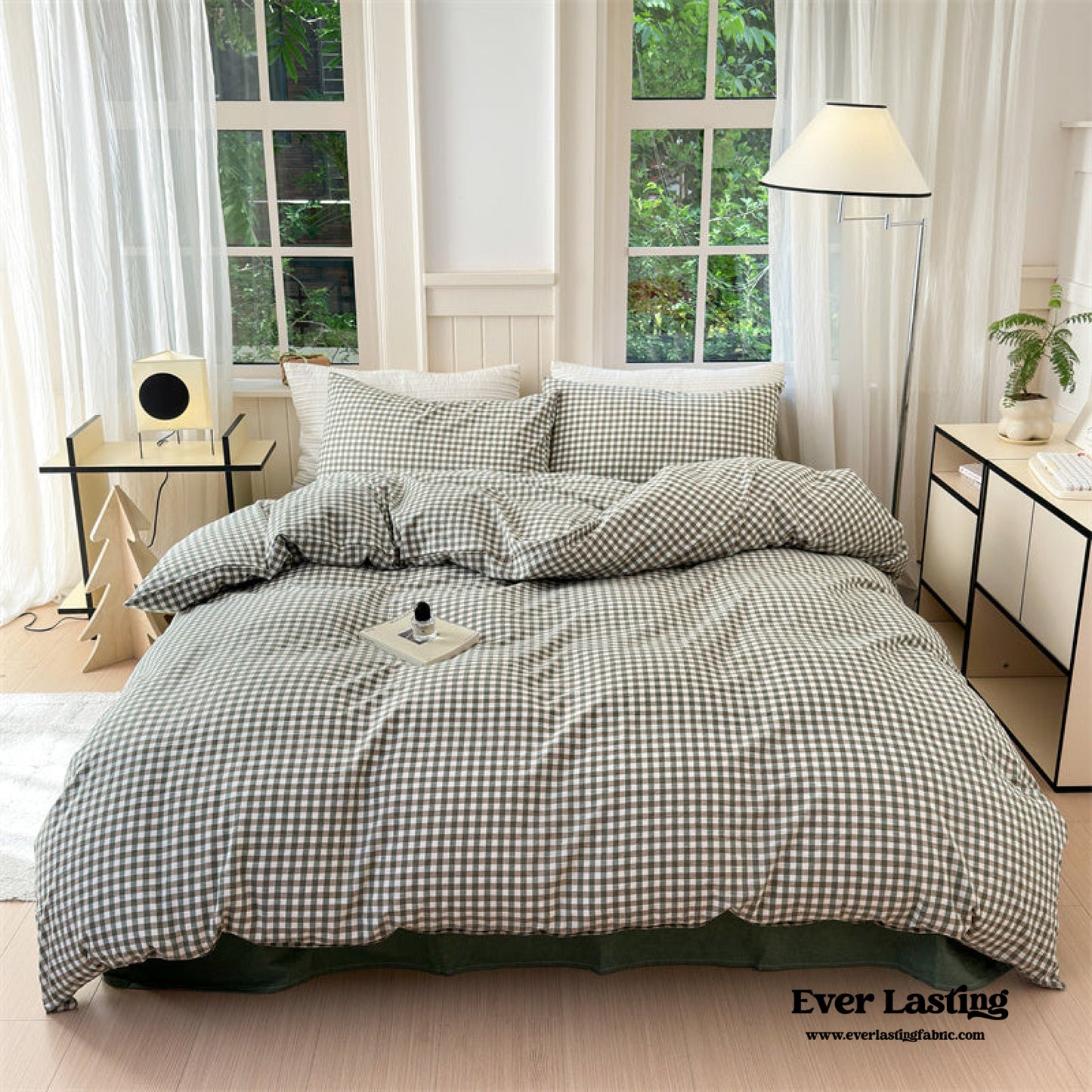 Gingham Bedding Set / Brown