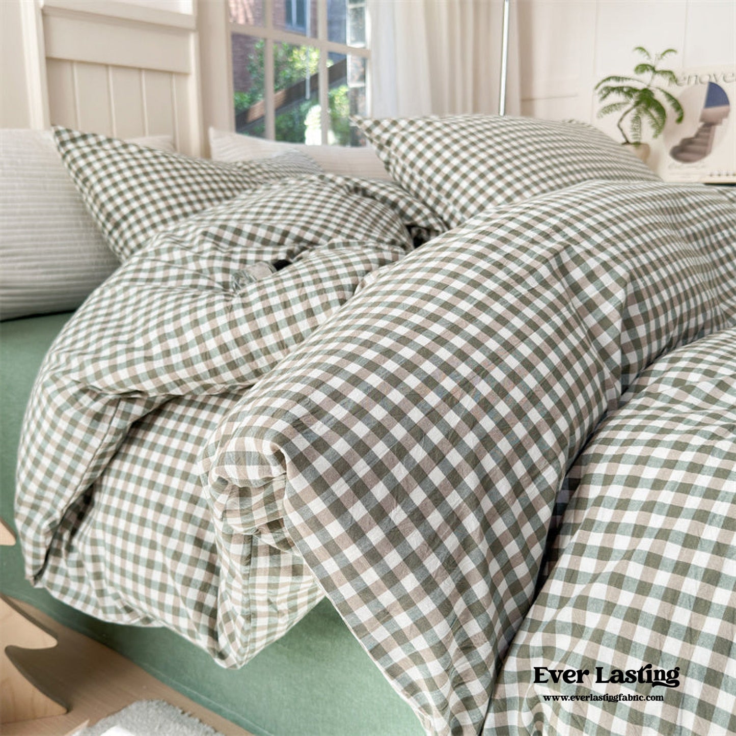Gingham Bedding Set / Brown