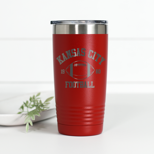 Kansas City Football 20 oz Engraved Tumbler