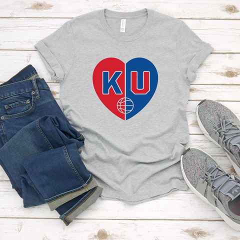 KU Split Heart Tee or Sweatshirt