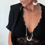Light Crescent Moon Long Chain Necklace