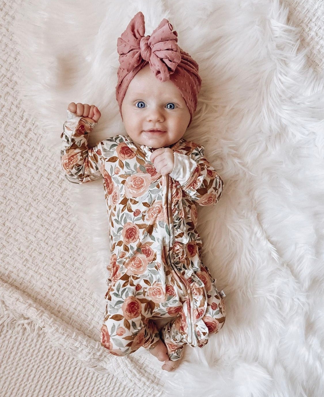 Ruffle Zipper One Piece - Dusty Pink Floral