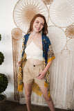 Vibrant Multicolor Frayed Kimono