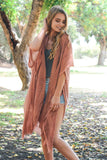 Woven Long Line Tribal Kimono Copper